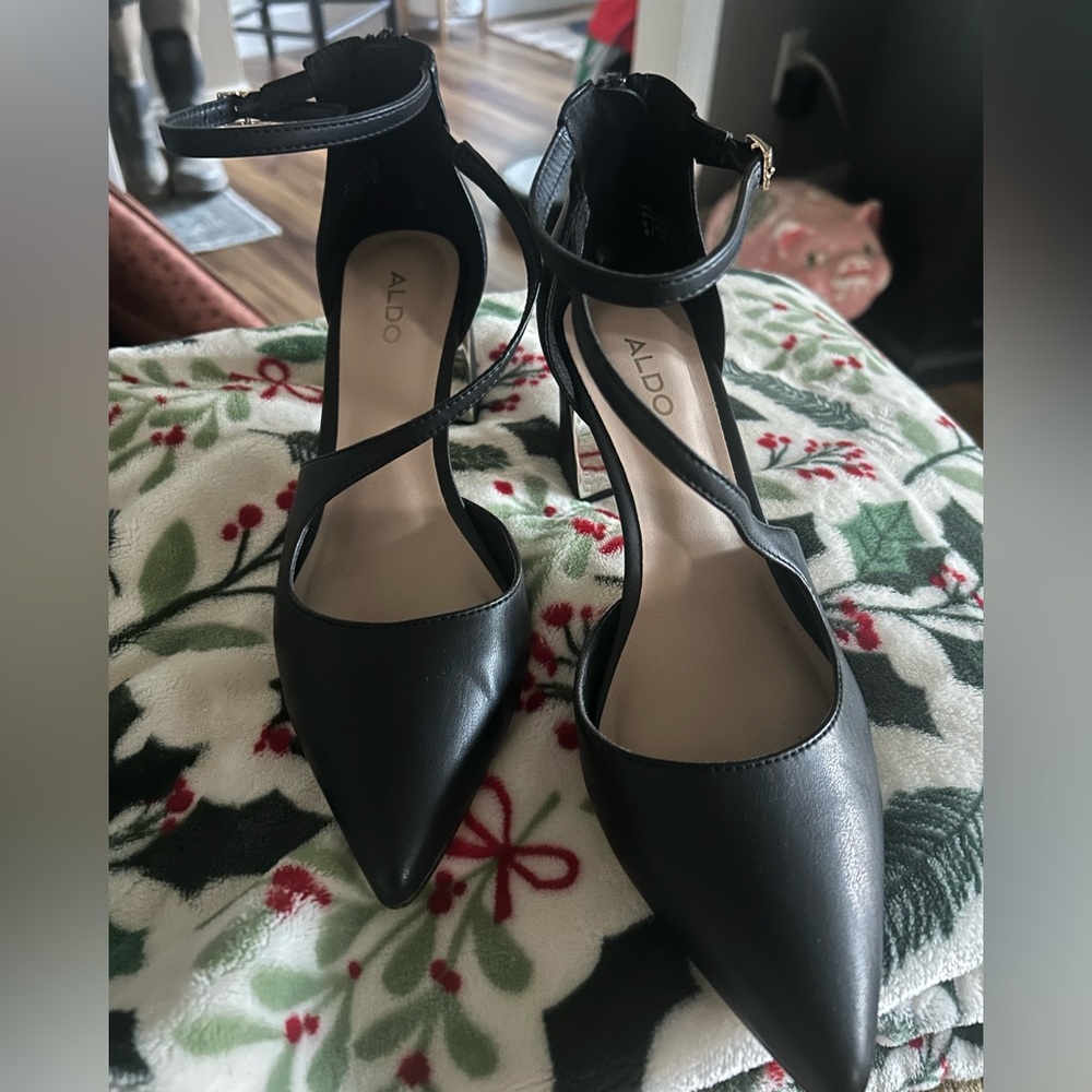 Aldo Black Strappy Heels